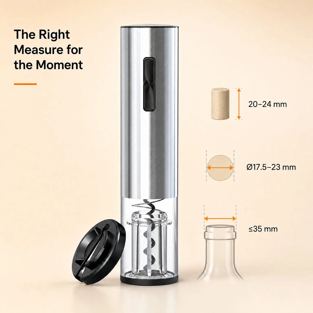 Type-C Fast Charging One-Touch Stainless Steel Wine Opener 2-in-1 Tool