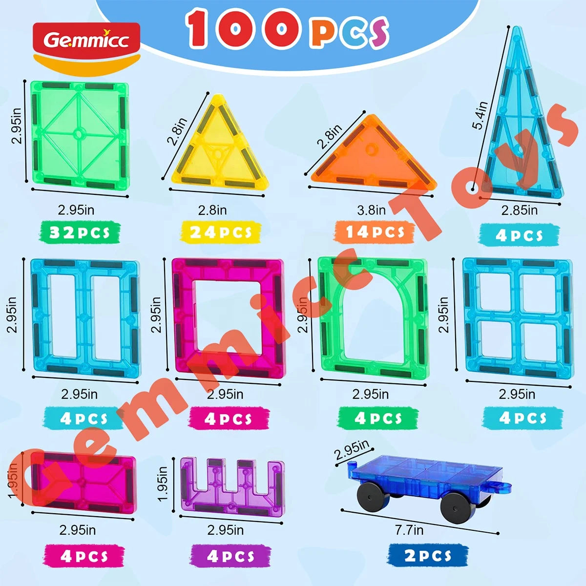 Gemmicc No Requirement Kids 60 100 Pcs 120 Pcs Educational 3D Magnetic Toy Magnetic
