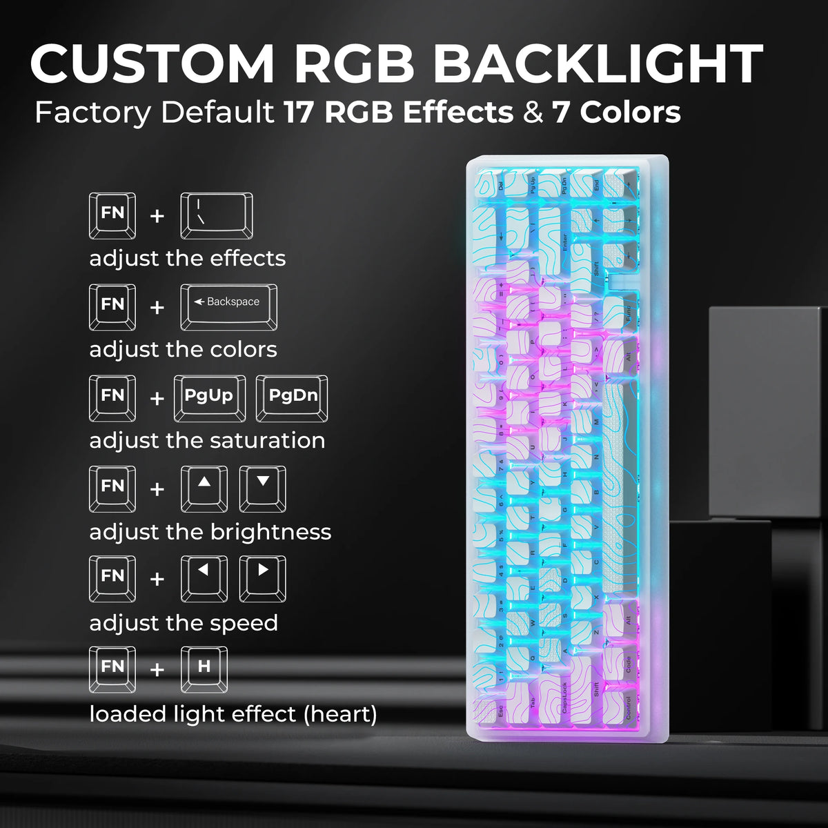 M67 JadeStone Mechanical Keyboard 65% Wireless 2.4G/USB-C Tri-Mode Hot Swappable Portable