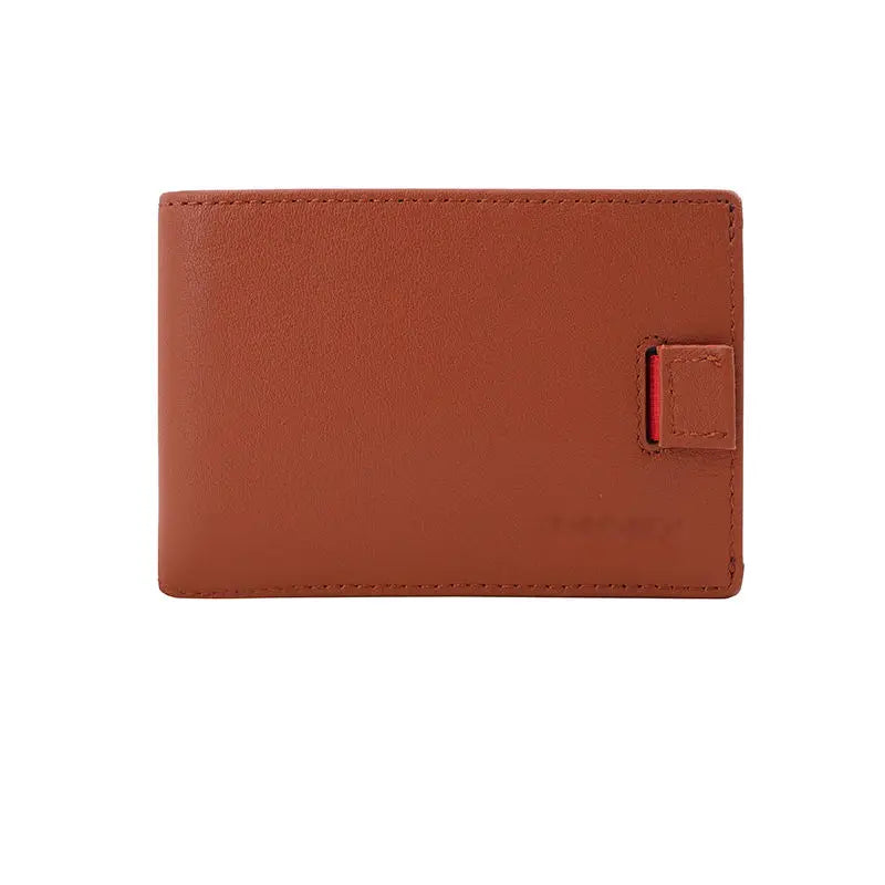 Minimalist Leather Bifold Wallet RFID Blocking Slim Card Holder Open Closure Metal Money