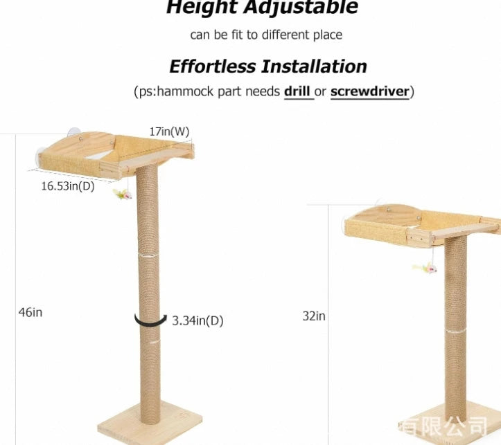 Modern Plush Wooden Cat Climbing Scratcher Inside Cat Climber Perch Hammock Cat Sleeping