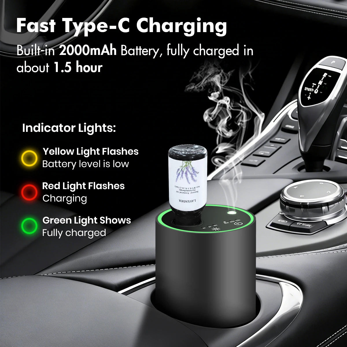 Aluminum Alloy Waterless Car Diffuser Smart Timer Control Nebulizer Diffuser for Car Home
