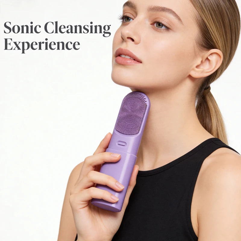 New Hand Held Electric Silicon Facial Cleansing Brush Heating Function Waterproof