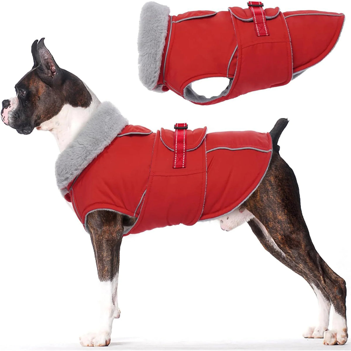 Winter Poly-Cotton Fleece-Lined Warm Dog Coat Windproof and Cold-Resistant with Fluffy