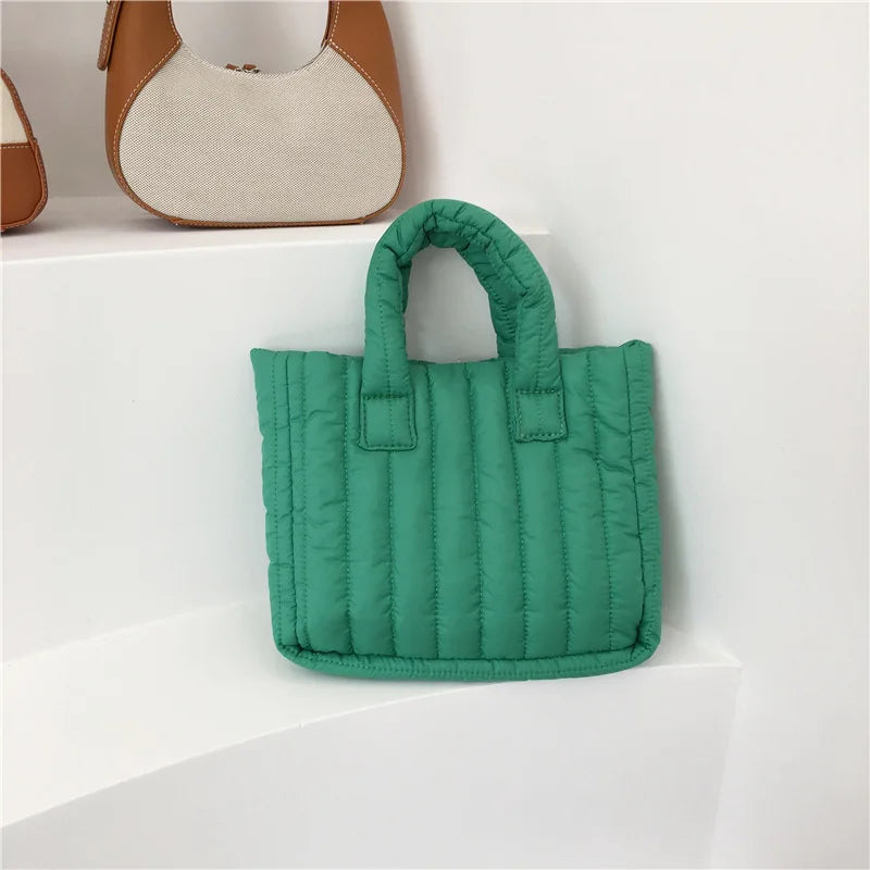 Simplicity Puffer Tote Bag Multiple Color Vertical Striped Quilted Puffer Handbag