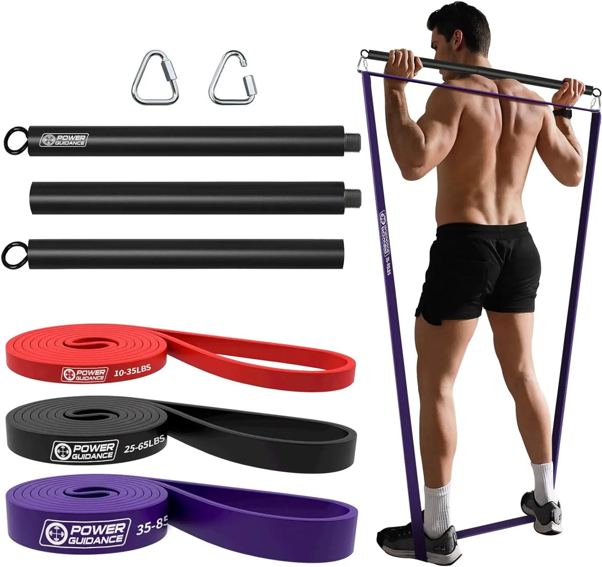 Portable Full-Body Workout Exercise Equipment Pilates Bar Kit with Latex Resistance Bands