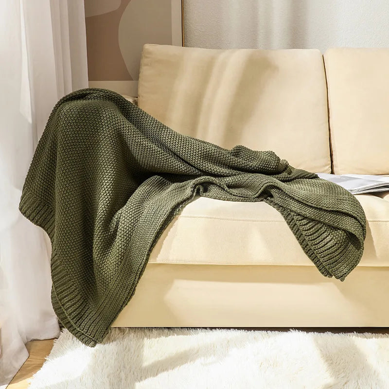 Chunky Cable Knit Throw Blanket for Modern Farmhouse Decor, Soft Feel Bed Runner,