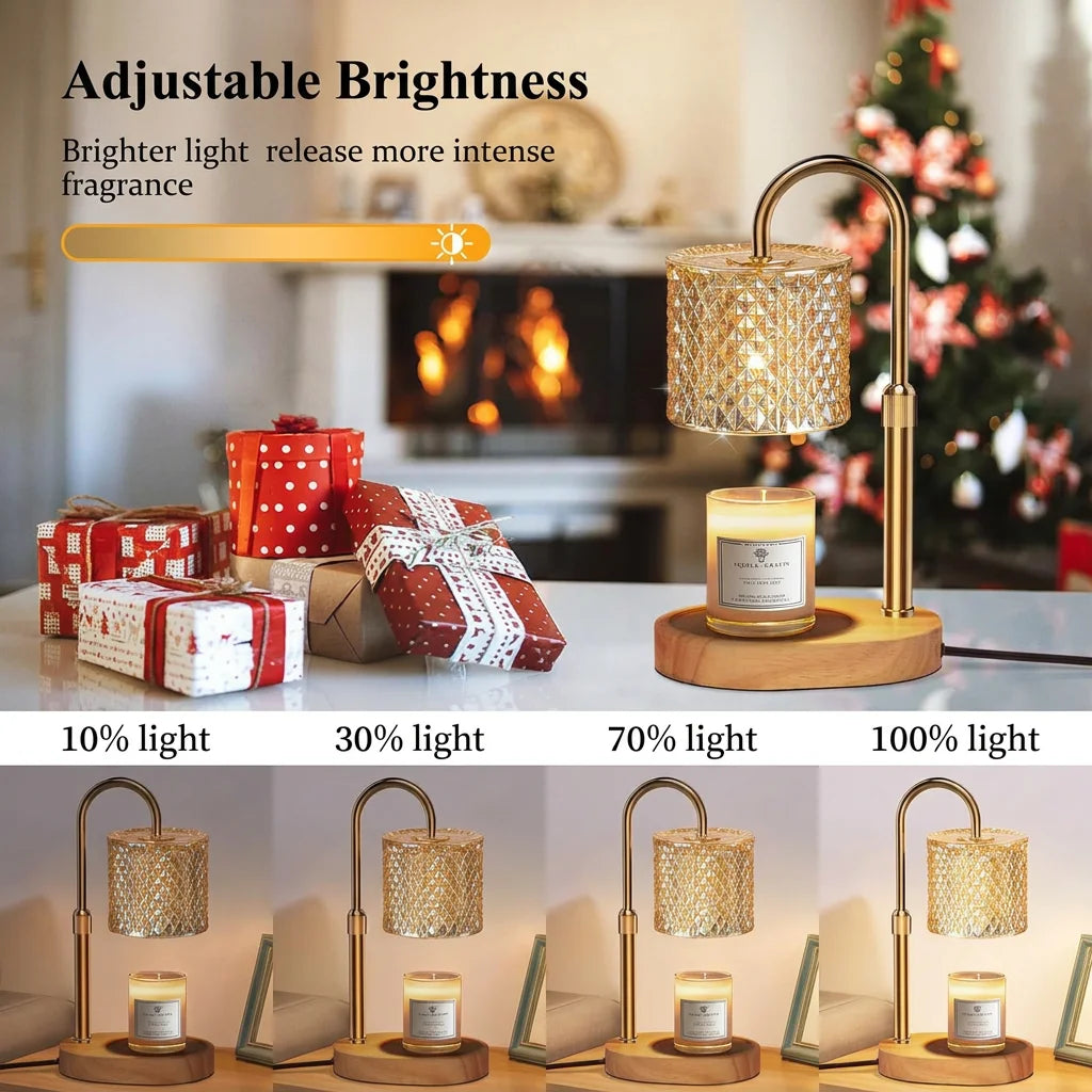 Adjustable Glass Candle Warmer Lamp Aromatherapy Table Light with Timer Dimmer for Home