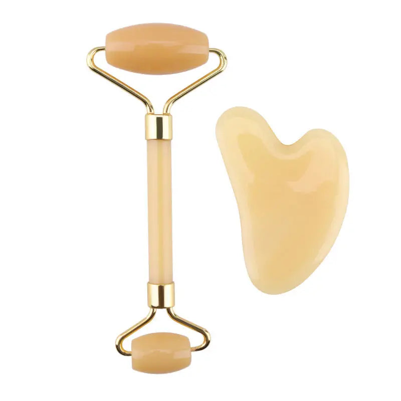 Natural Pink Crystal Rose Quartz Jade Roller Guasha for Face Brush and Jade Roller Guasha
