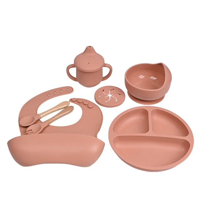 CE CPC Certified BPA Free Microwavable Silicone Baby Feeding Set Soft Spout Sippy Cup
