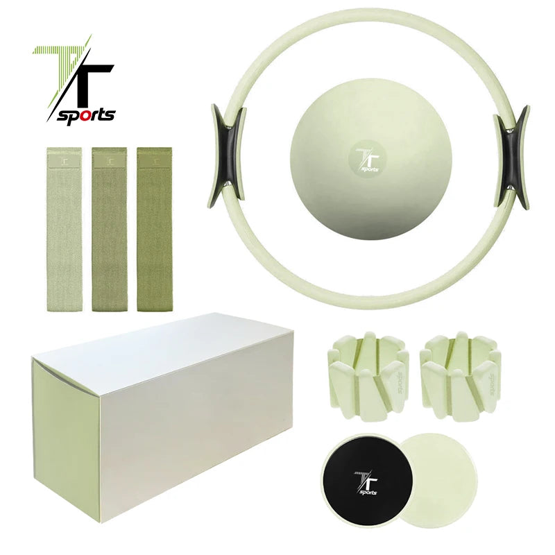 TTSports Portable Silicone Pilates Set Accessories Gym Stretch Band Fabric Resistance