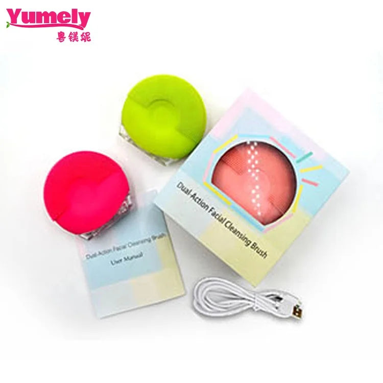 Yumely Silicone Electric Facial Cleansing Brush Waterproof USB Rechargeable Dual Action