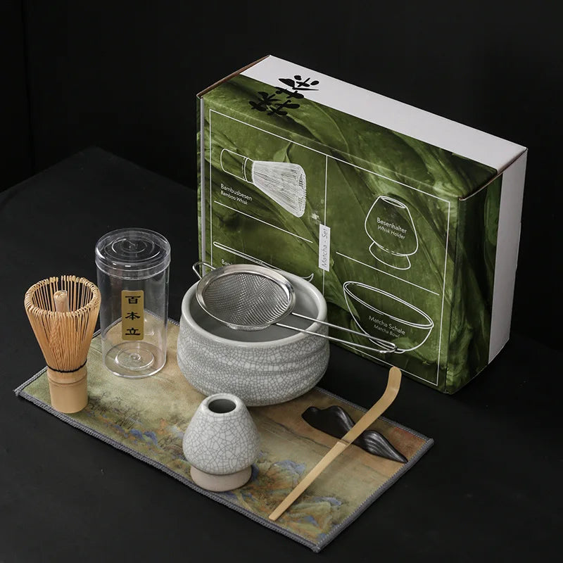 7PCS Gift Box Professional Matcha Kit Luxury Japanese Chawan Matcha Whisk Set