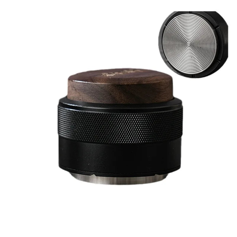 Aluminum Alloy Coffee Distributor & Tamper with Wood Handle Constant Pressure Adjustable