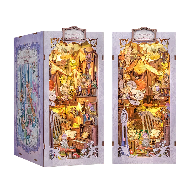 Top Gift DIY Book Nook 3D Wooden Puzzle Miniature House DIY Craft Kit Assembled Wooden Toy