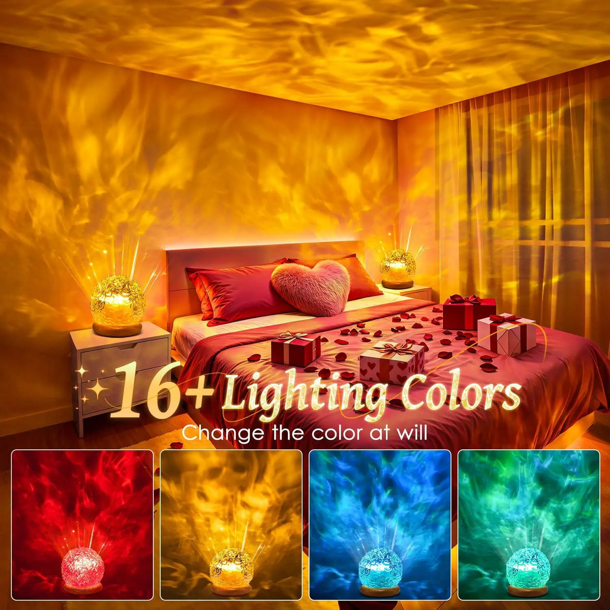 Modern Remote Control 3-in-1 Sunset Ocean Wave Lamp Northern Projector Rechargeable LED