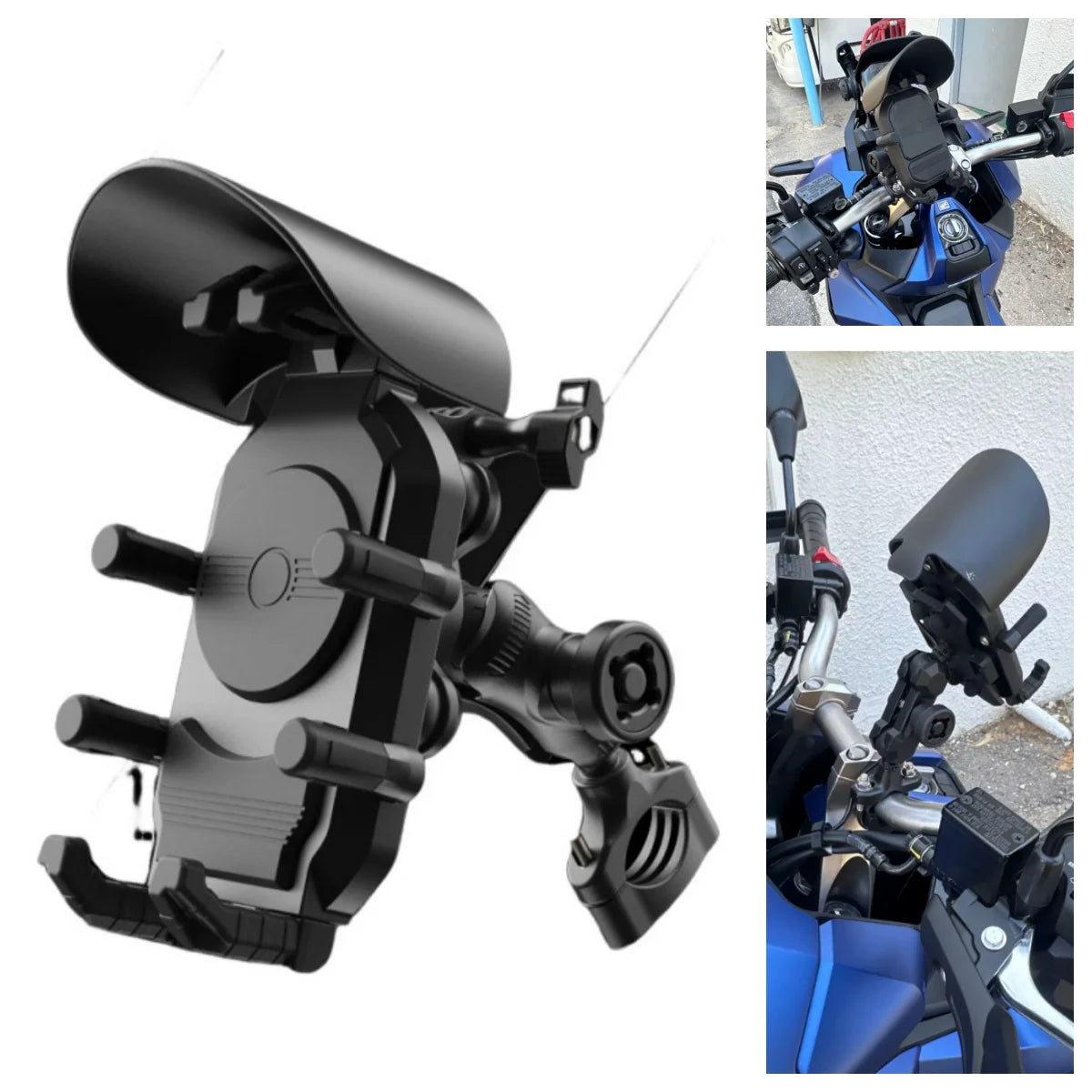 Earldom Sunproof Motorcycle Phone Holder With Anti-Vibration Damper Handlebar Cellphone