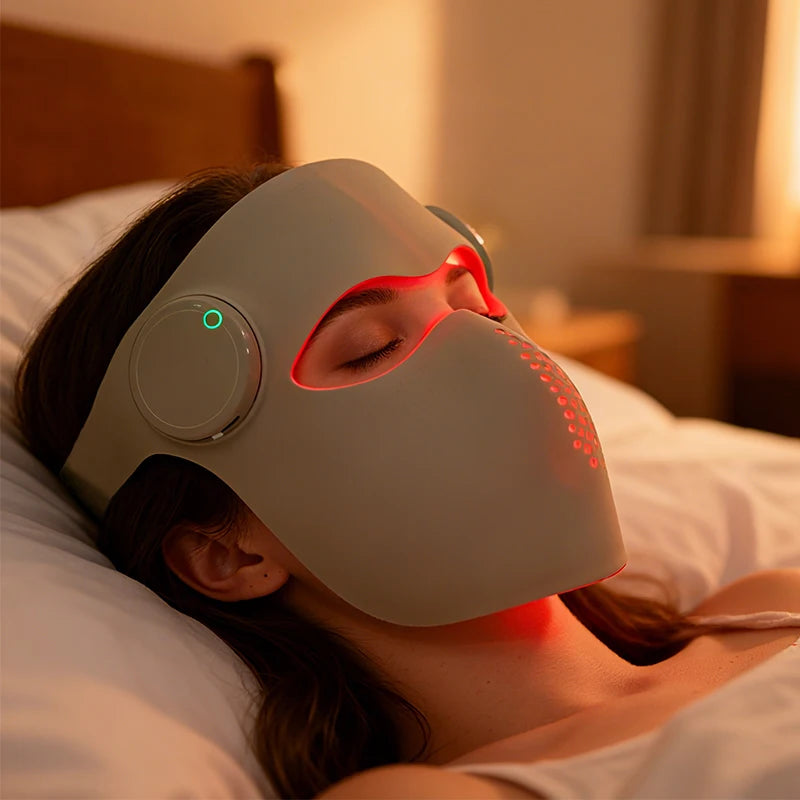 Wireless LED Face Mask with Red and Infrared Light Modes, 9 Colors