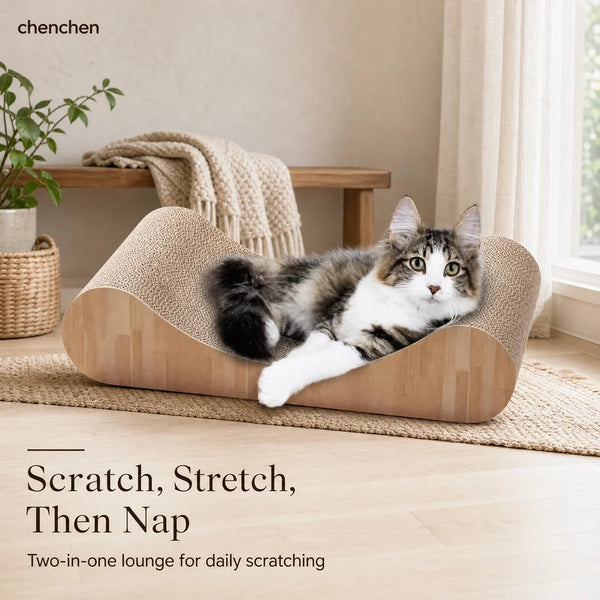 Cardboard Cat Scratcher Lounge Wave Shaped Scratching Board High Density Corrugated