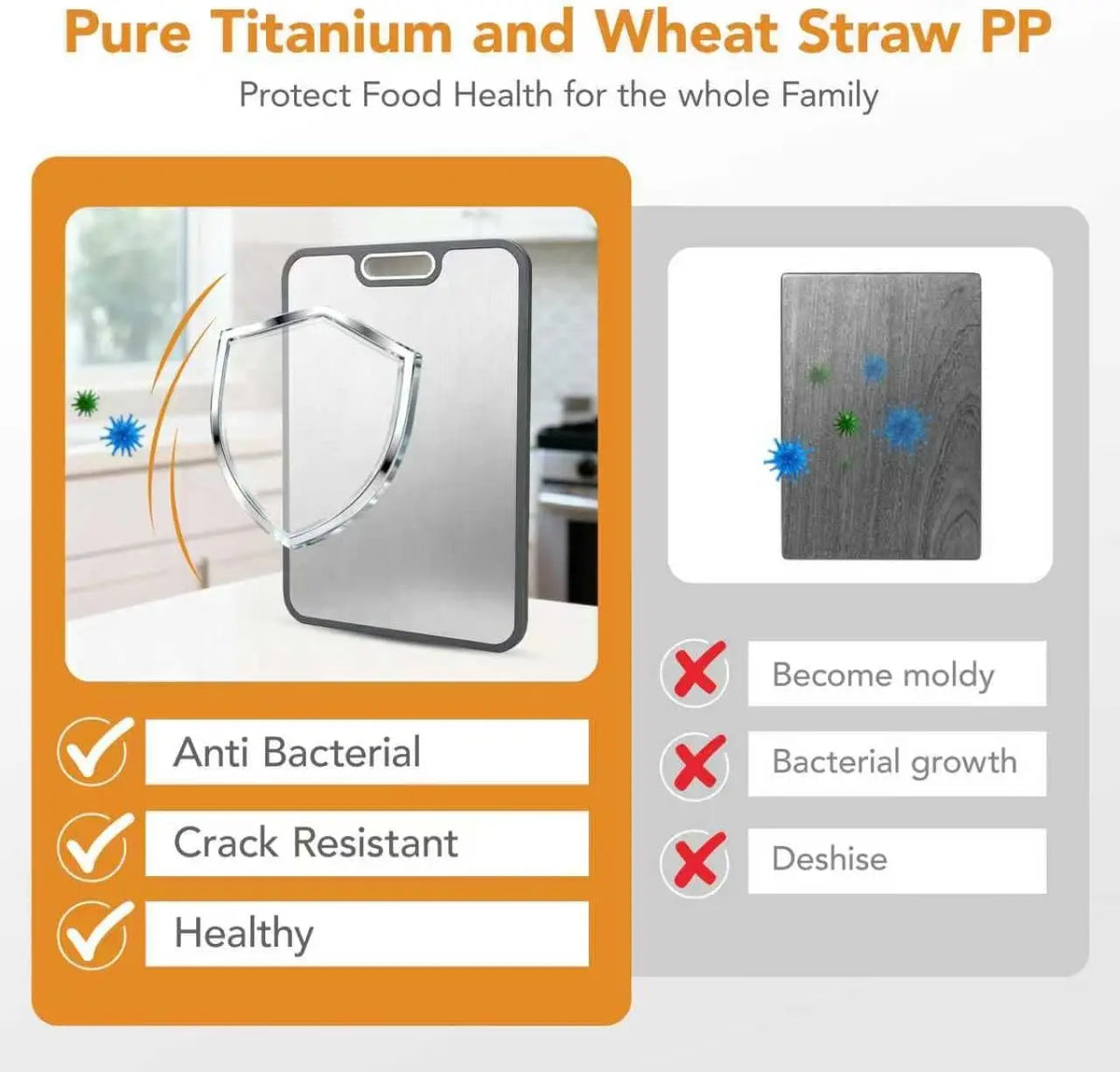 Antibacterial Dishwasher Safe Easy Clean Food Grade Pure Titanium Double Sided 0.56