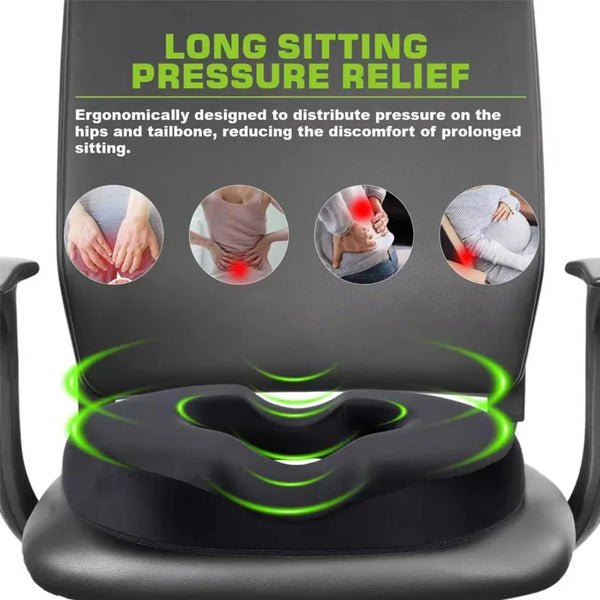 Memory Foam Gel Velvet Coccyx Office Chair Seat Cushion Non-Slip Cooling Eco-Friendly