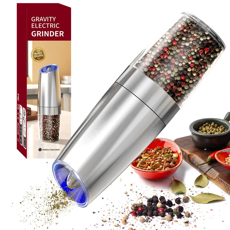 Metal Spice Mill Stainless Steel Mills Electric Salt Pepper Grinder Gravity Automatic