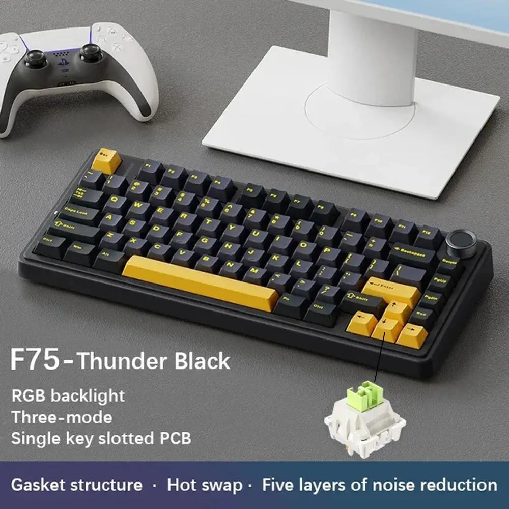 F75 75% Customized Mechanical Keyboard Full Key Hot Swap 2.4 Wireless Three Mode Keyboard