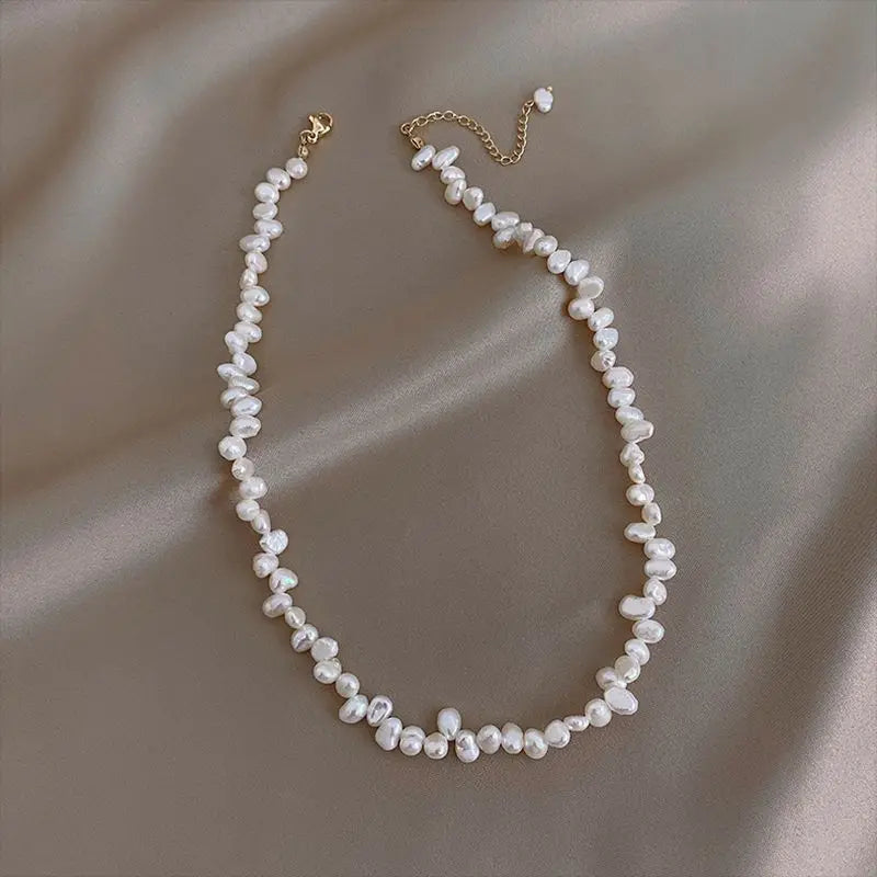 Elegant 18k Gold Plated Stainless Steel Chain Baroque Small Rice Grain Irregular Shaped