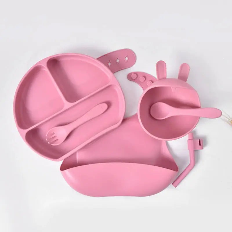 BPA-Free Silicone Baby Feeding Set for Training Infant Weaning Eating Utensils
