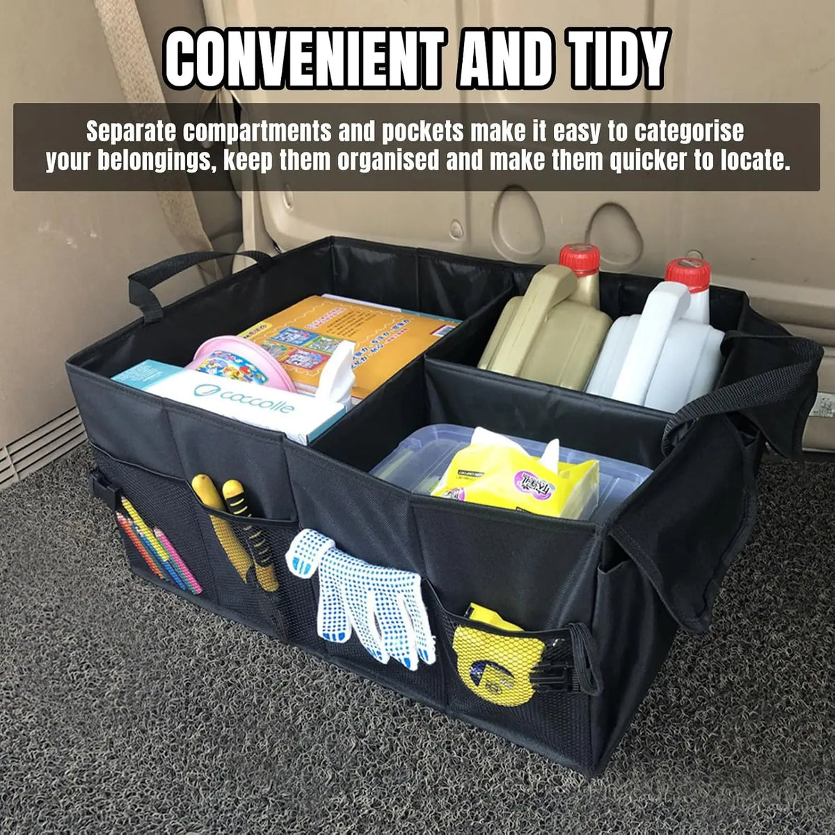 Foldable Eco-Friendly Lightweight Car Trunk Backseat Organizer Oxford Cloth Large
