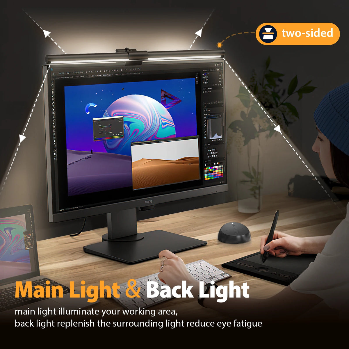 Uoulyn Dual-Source Wireless Remote Control LED Computer Screen Monitor Light Lamp Bar Usb