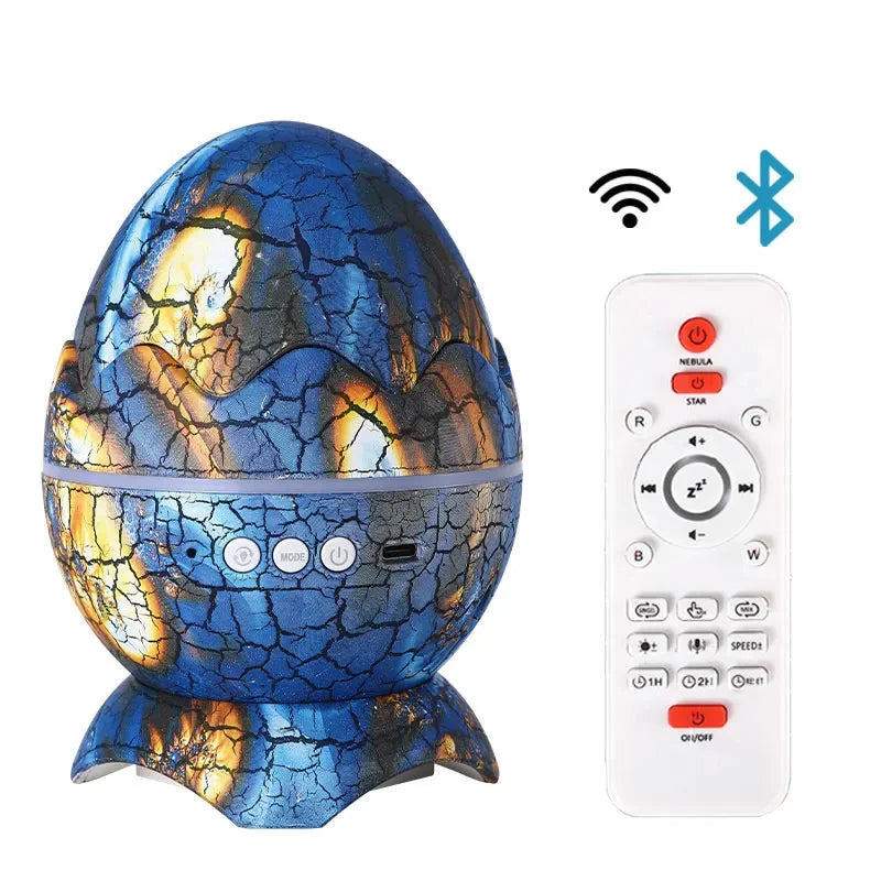 Starry Star Dinosaur Egg Projector Night Light BT Music Speaker Ocean Wave Kids Adults