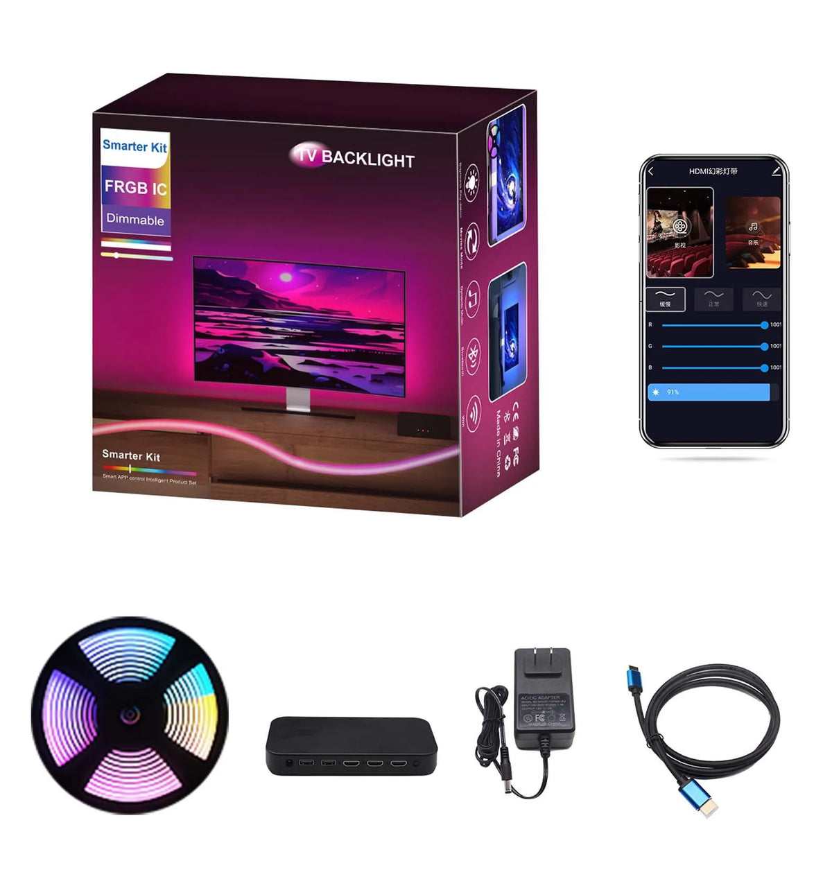 Smart Strip Lights Dream Screen USB Sync Box Kit with Fancy for LED TV Backlight Ambient