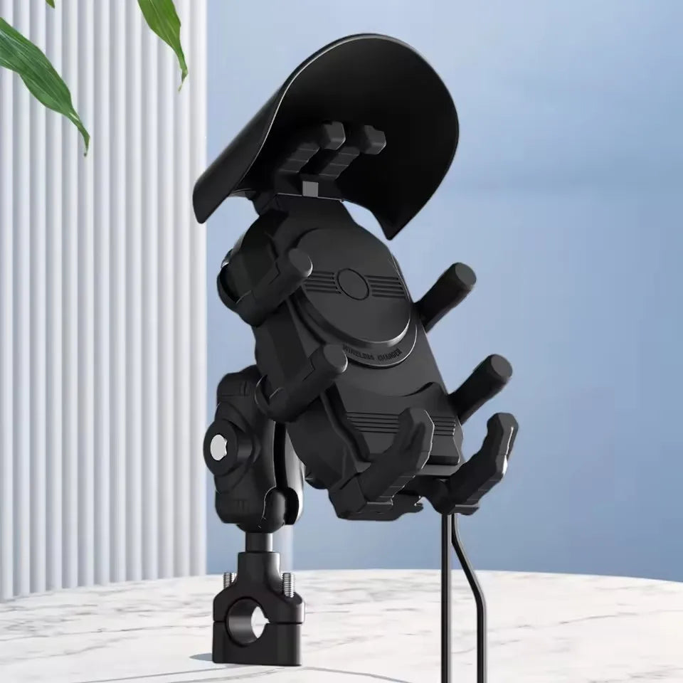 Earldom Sunproof Motorcycle Phone Holder With Anti-Vibration Damper Handlebar Cellphone