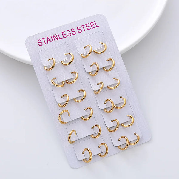 Inoxydable Stainless Steel Gold Plated Small Huggie Earrings Jewelry Stock Lots