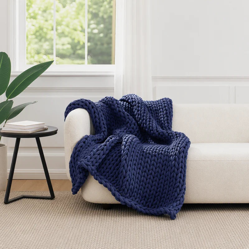 Cooling Weighted Blanket Hand Knitted Chunky Knit Throw for Hot Sleepers Breathable Glass