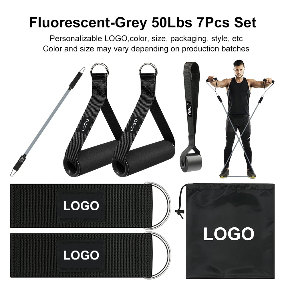 Latex Resistance Band Set 12 Piece 10-50 Lbs Full Body Strength Training Home Gym