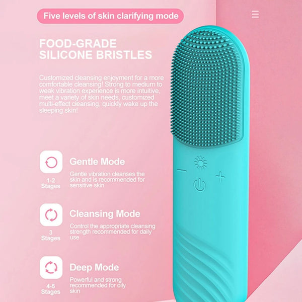 4 in 1 Silicone Facial Cleansing Brush Waterproof USB Rechargeable Electric Pore Cleaner