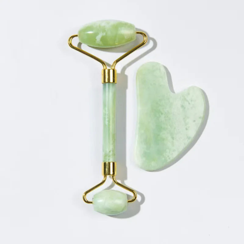 Jade Roller and Gua Sha Set Jade Facial Roller Massager Green Wind Jade Manual