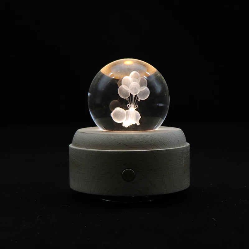 Creative Electronic Gift Lamp Decoration 3D Crystal Ball Night Light With Rotating Music