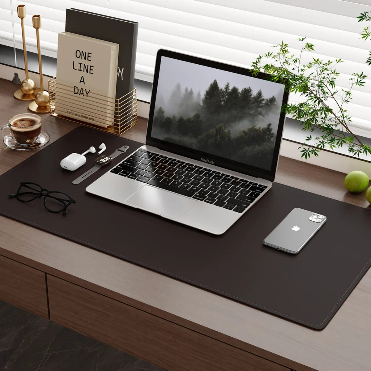 Extra-Large Rectangle Stitched Leather Waterproof Gaming Mouse Pad for Laptop and Office