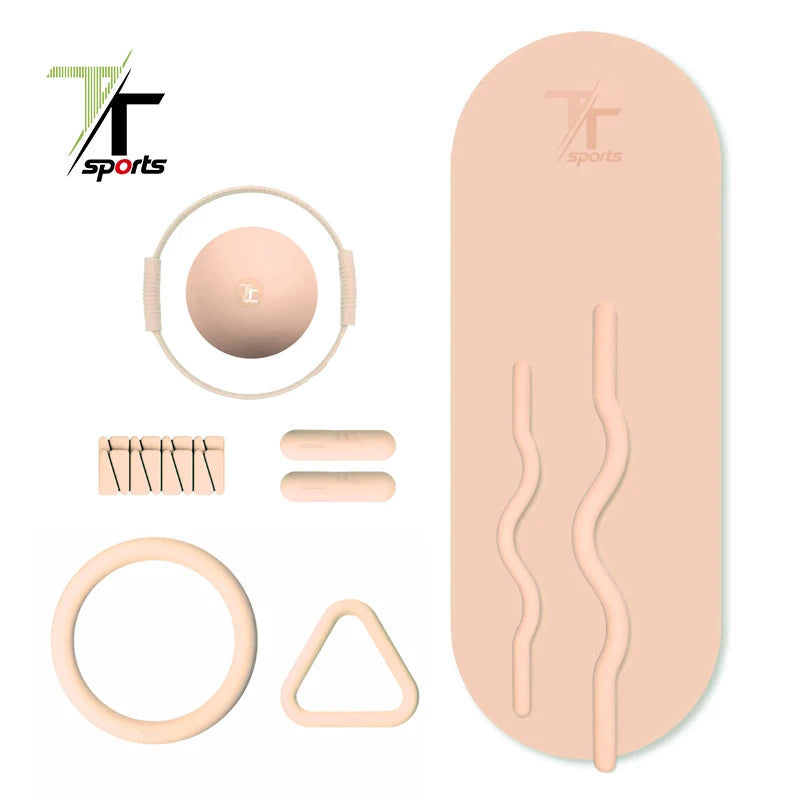 TTSports Portable Silicone Pilates Set Accessories Gym Stretch Band Fabric Resistance