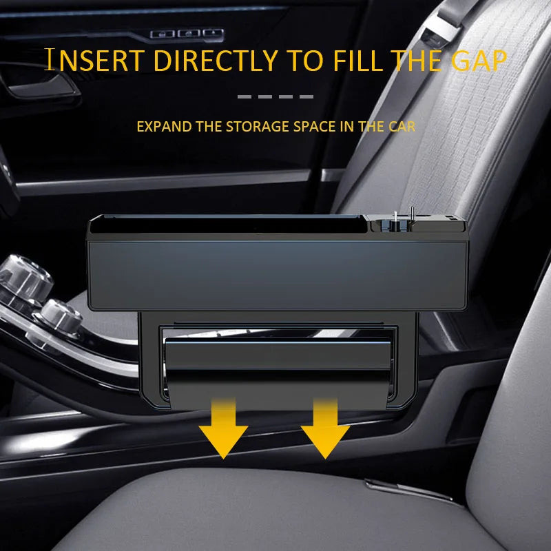 Car Seat Gap Filler Organizer With 2 USB Ports and 3 Charging Cable of Type C, 8 Pin,