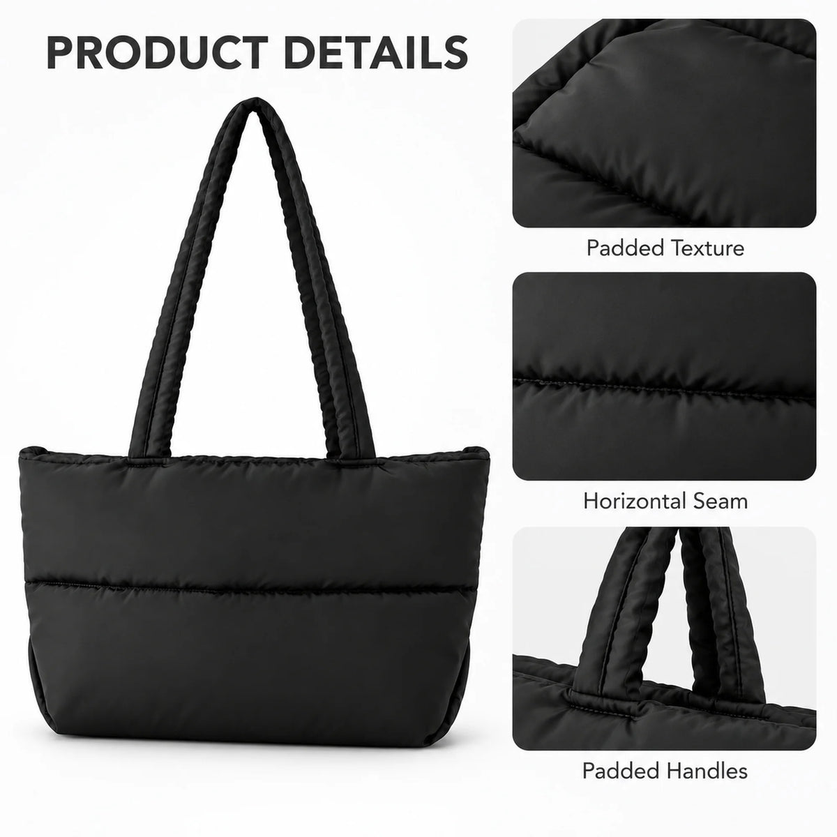 Puff Cloud Nylon Zipper Bag Korean Fall New Tote Large-Capacity High-End Fashionable