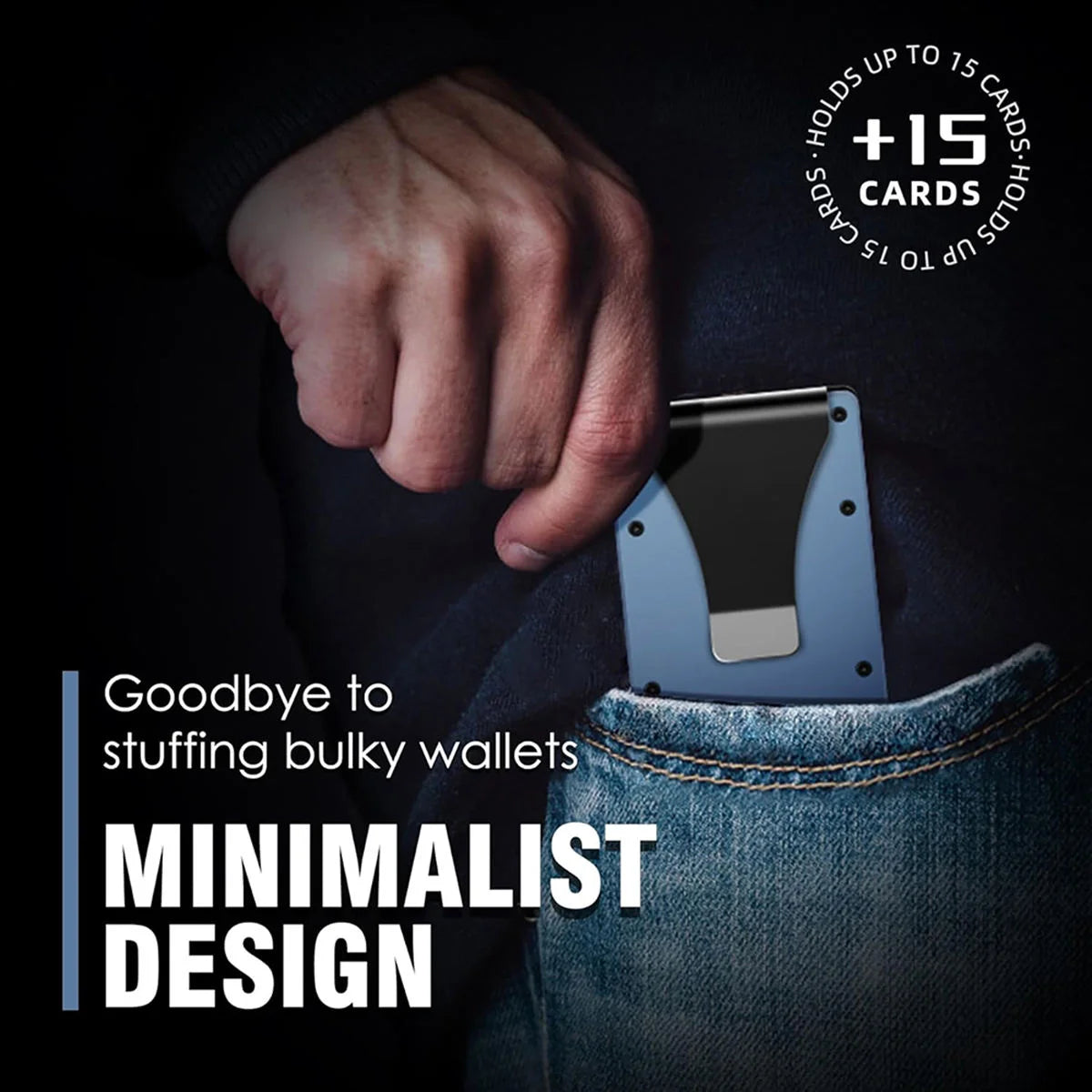 Minimalist Carbon Fiber Card Holder RFID Blocking Slim Unisex Wallet with Money Clip 3