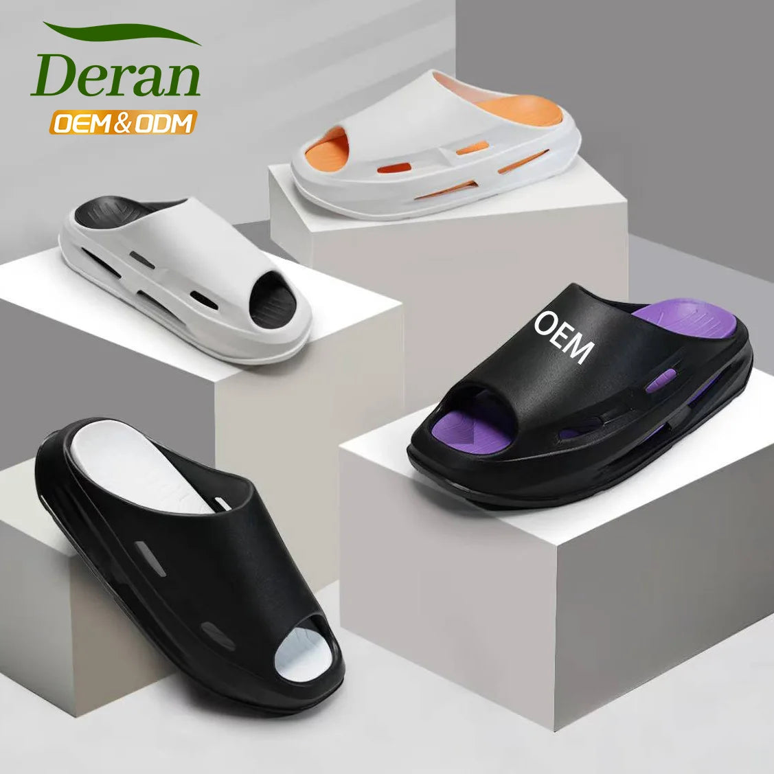 Deran Designer Custom Slippers Cloud Slides EVA Thick Sole Flat Sandals Men 'S Casual