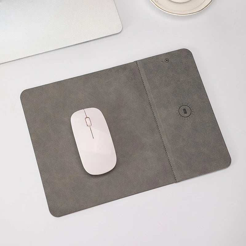 15W Fast Wireless Charging Mouse Pad, Small PU Leather Non-Slip Desk Mat with for Office