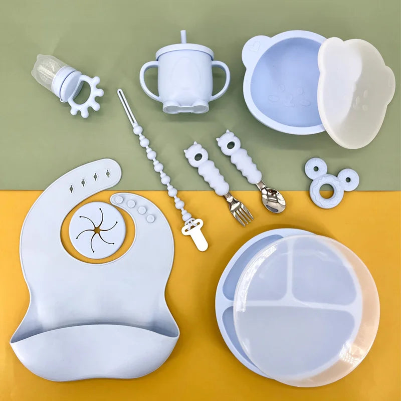 Baby Products Silicone Baby Feeding Set Food Grade BPA Free Silicone Dinnerware Baby Set