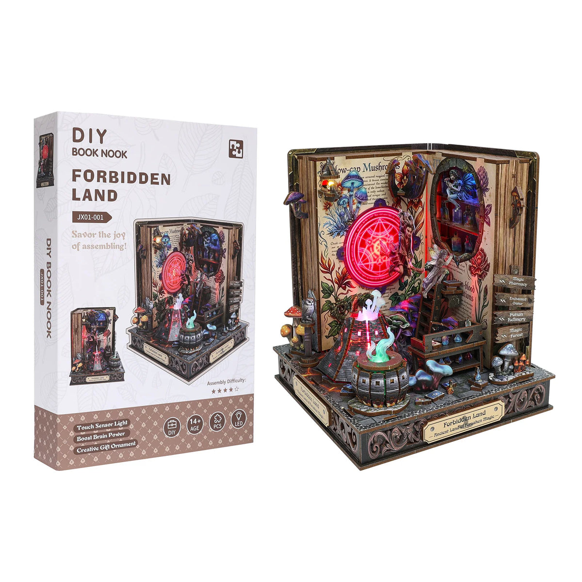 Magic Forbidden Land Book Nook DIY Miniature House Kit Wooden Puzzle Shelf Insert Diorama