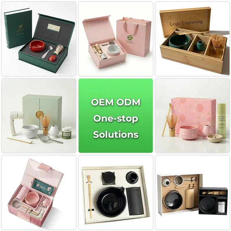 Customized Packaging Premium Matcha Ceremonial Gift Set with Ceramic Chawan Bamboo Chawan